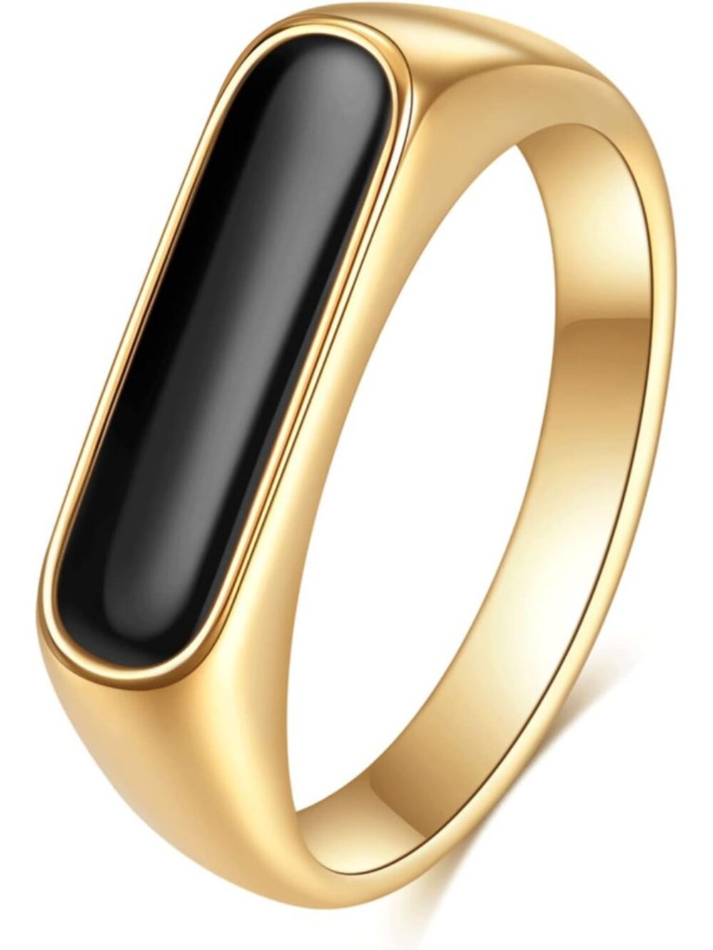 6mm Signet Stainless Steel Band Ring14k Gold Plated Fashion Cute Stacking Weddin